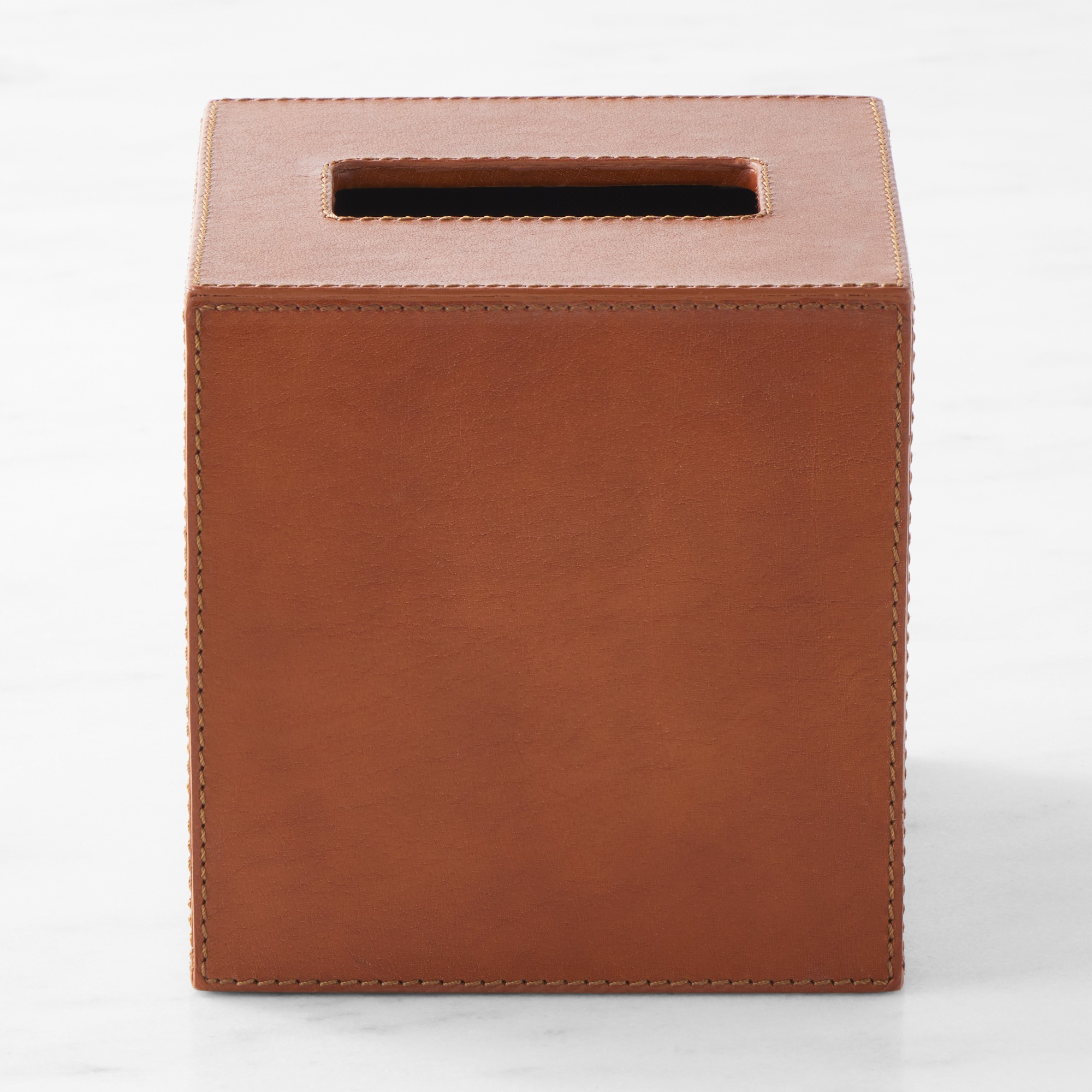 Brown Leather Tissue Box Holder