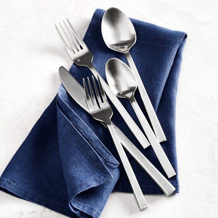 Fortessa Arezzo Brushed Silverware Sets Williams Sonoma