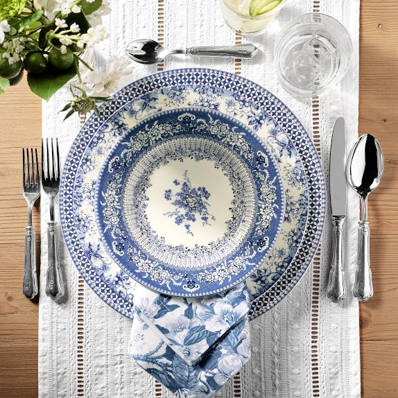 Williams Sonoma Brasserie Blue Banded 11” Dinner Plate (Set of 6) 