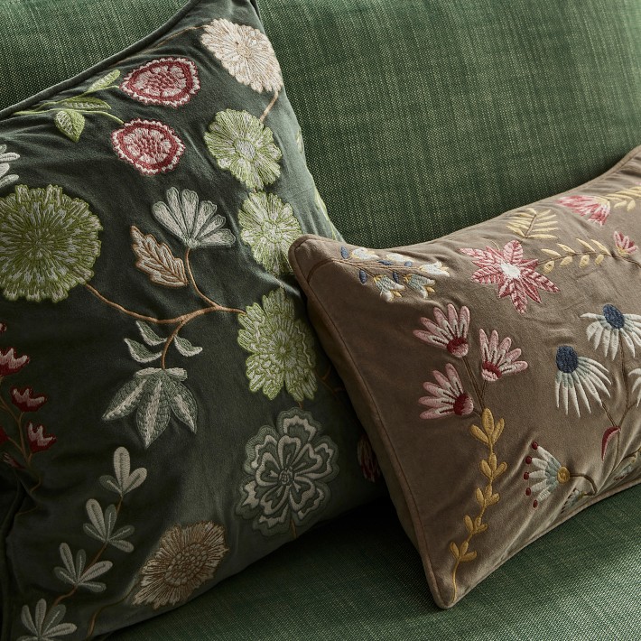 Marcella Velvet Embroidered Pillow Cover Williams Sonoma