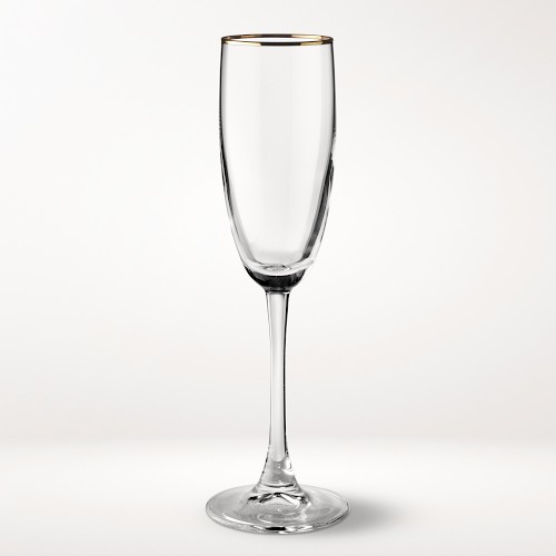 Gold Rim Champagne Flute Glasses, Set of 4