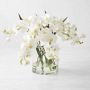 Faux White Orchid Phalaenopsis in Glass Vase
