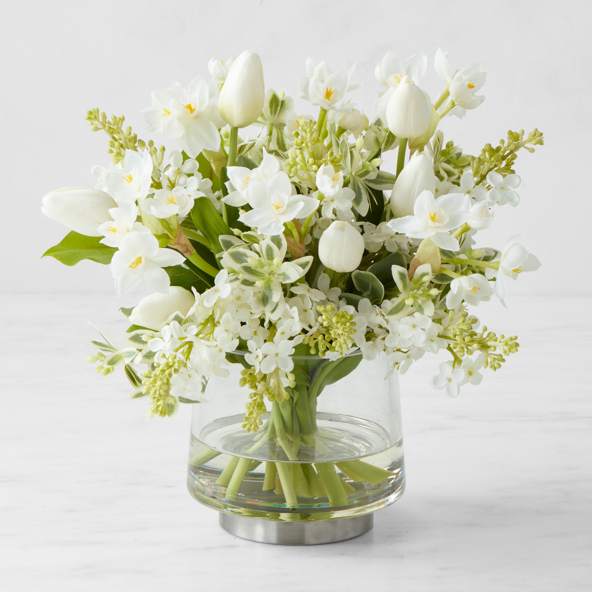 Faux Tulip & Lilac Floral Arrangement