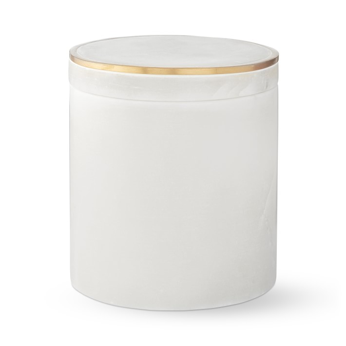 White Marble and Brass Bath Canister