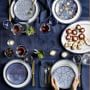 Brasserie Blue-Banded Porcelain Dinner Plates, Set of 4