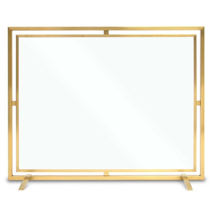 Floating Glass Single Panel Fireplace Screen