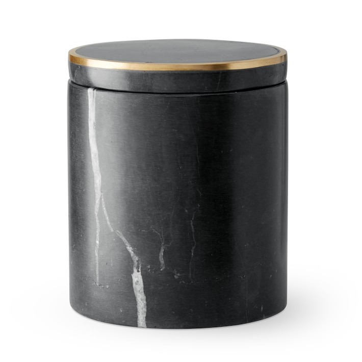 Black Marble and Brass Bath Canister
