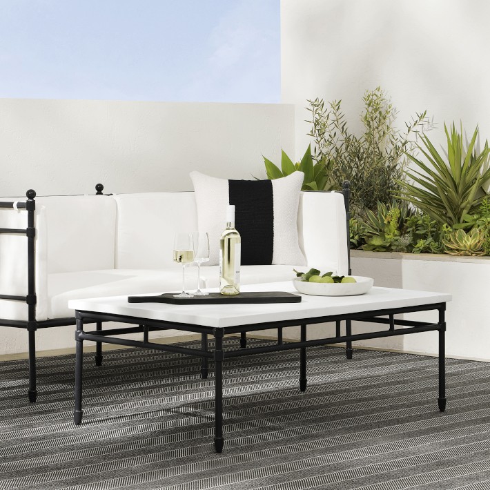 Calistoga Outdoor Fiberstone Rectangular Coffee Table