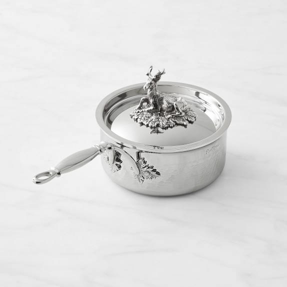 Ruffoni Opus Prima Hammered Stainless-Steel Wok with Warming Stand 
