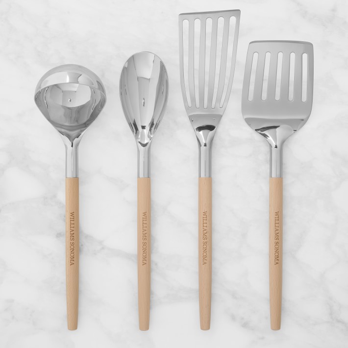 Williams Sonoma Stainless-Steel Utensils with Wooden Handle, Set of 4