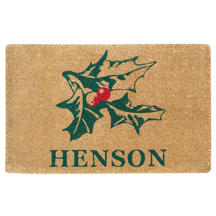 Holly Berry Doormat, Personalized