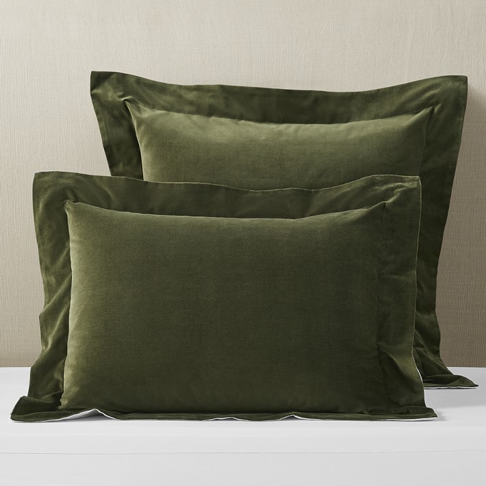 Classic Velvet Duvet Shams, King size, in Moss | Williams Sonoma