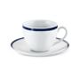 Brasserie Blue-Banded Porcelain Cups &amp; Saucers, Set of 4