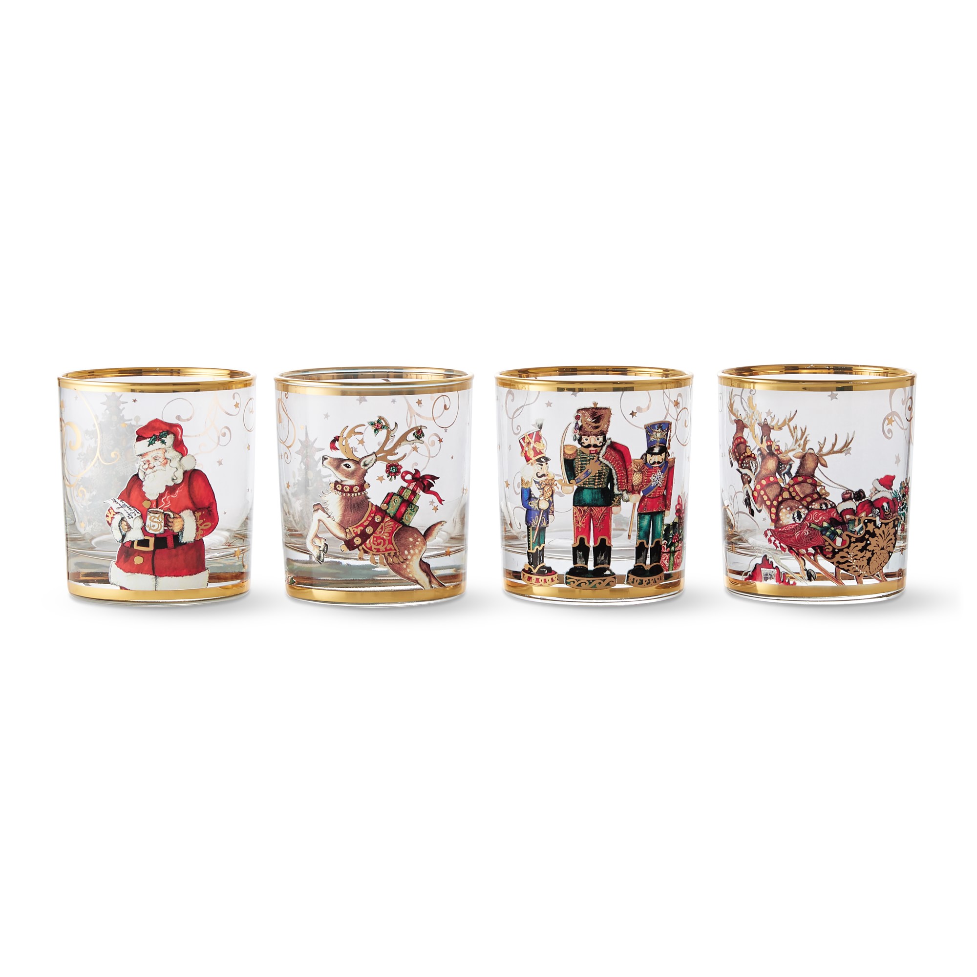 OPEN BOX: 'Twas the Night Before Christmas Double Old-Fashioned Glasses, Mixed, Set of 4