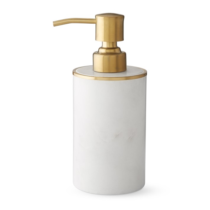 White Marble and Brass Soap Dispenser