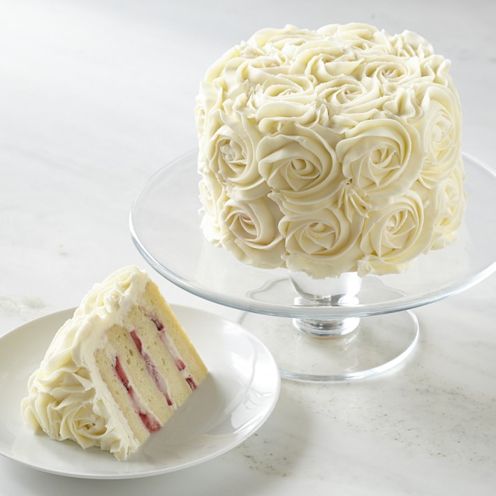 White Rose Four-Layer Fresh Strawberry Cake, Serves 8-10