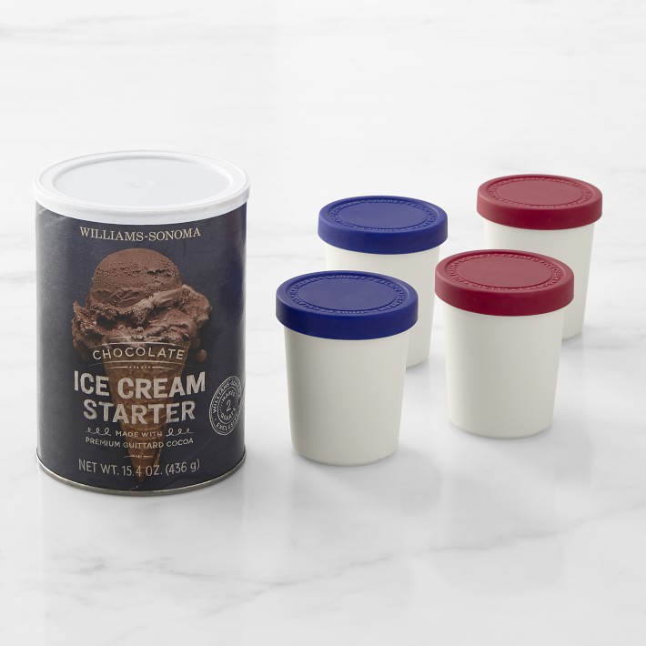 Mini Ice Cream Storage Tub, Set of 4 & Chocolate Ice Cream Starter Set