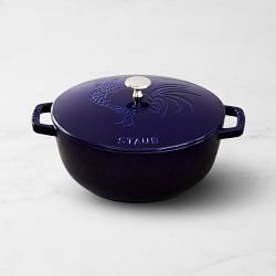 Staub Enameled Cast Iron Essential French Oven, Rooster Design, 3 3/4-Qt., Sapphire