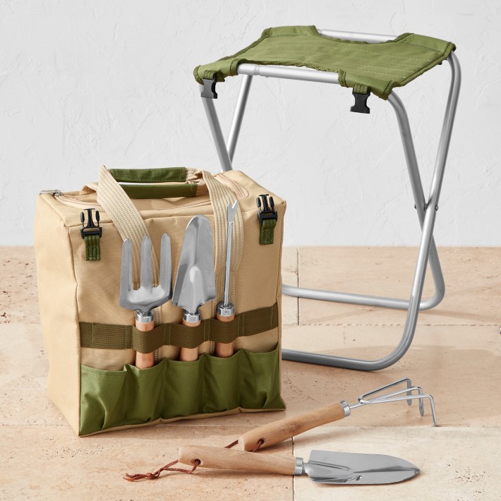 Williams Sonoma Gardening Seat &amp; Tool Kit