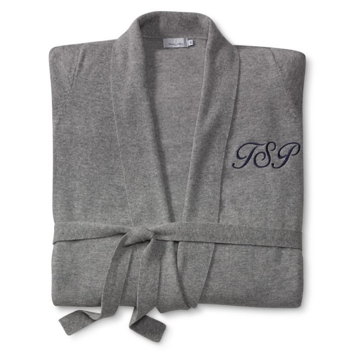 Long Cashmere Robe, Small, Gray