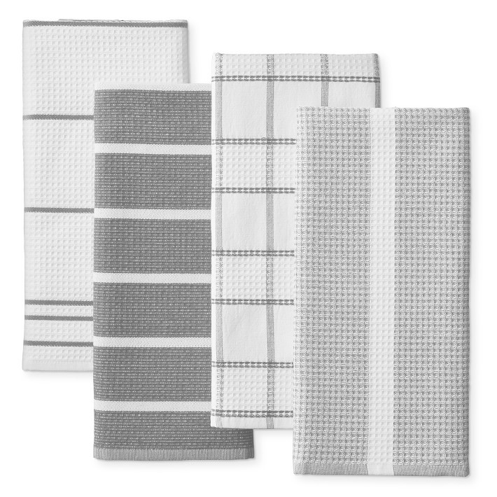 Williams Sonoma Super Absorbent Waffle Weave Multi-Pack Towels, Set of 4 - Drizzle Grey