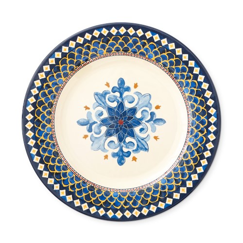 Sicily Outdoor Melamine Dinner Plates, Set of 4, Blue