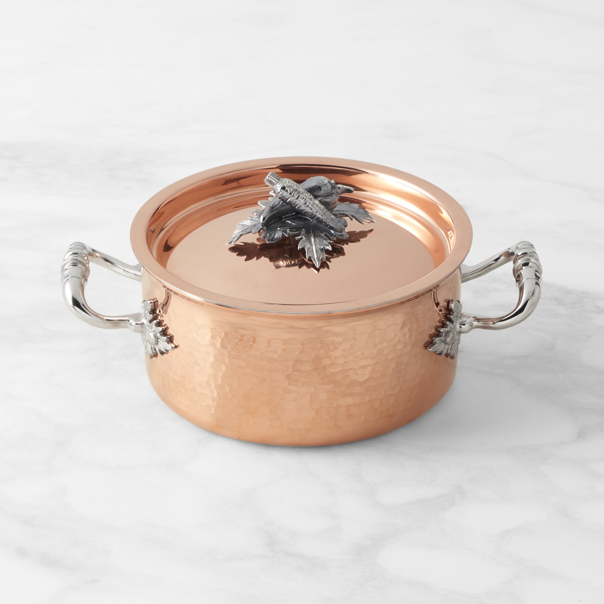Ruffoni Opus Cupra Hammered Copper Sauce Pot with Carrot Knob, 1 1/2-Qt.