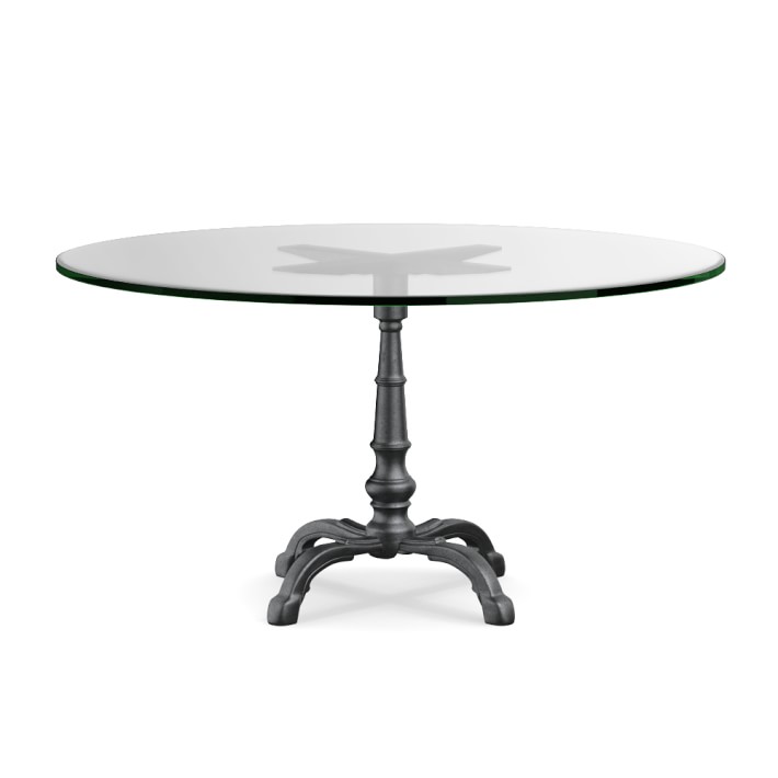 La Couple Iron Bistro Table W/Glass Top, Round, 56