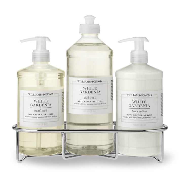 Williams Sonoma White Gardenia Hand Soap, Dish Soap &amp; Lotion 4-Piece Kitchen Set
