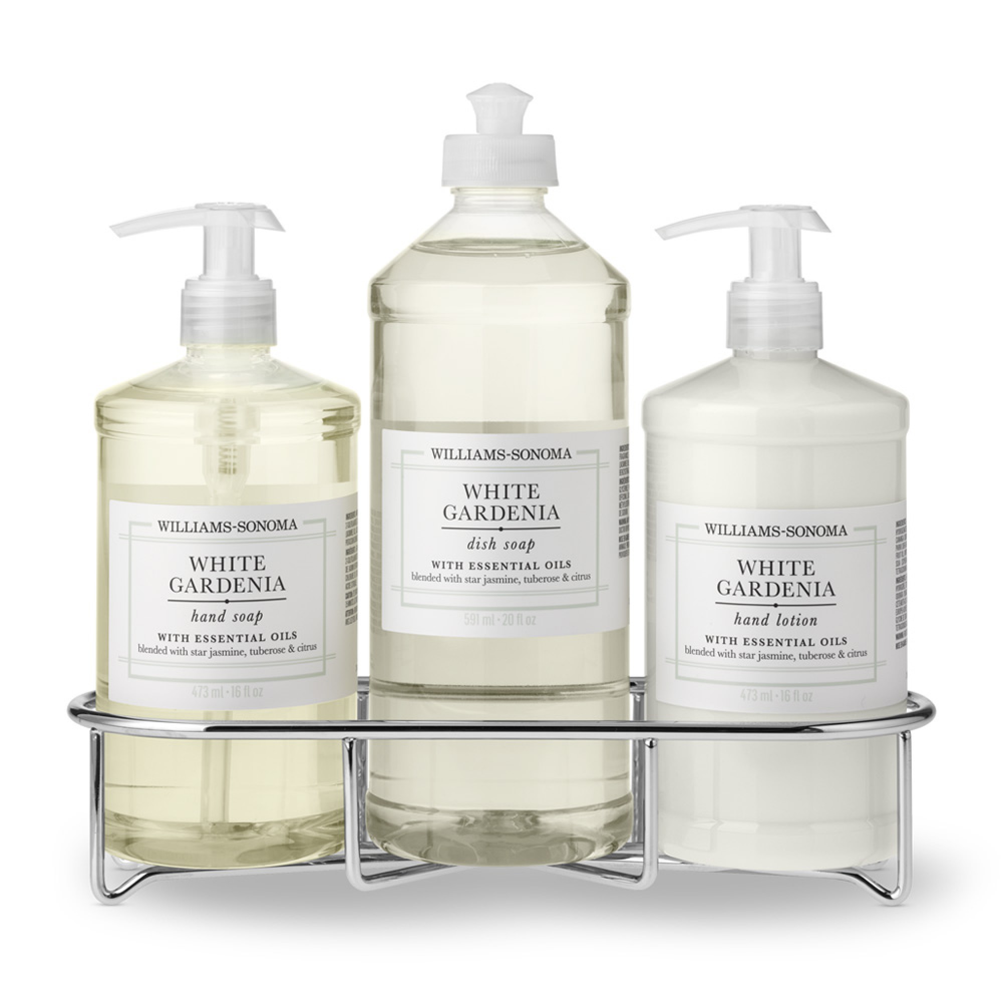 Williams Sonoma White Gardenia Hand Soap & Lotion 4-Piece Kitchen Set