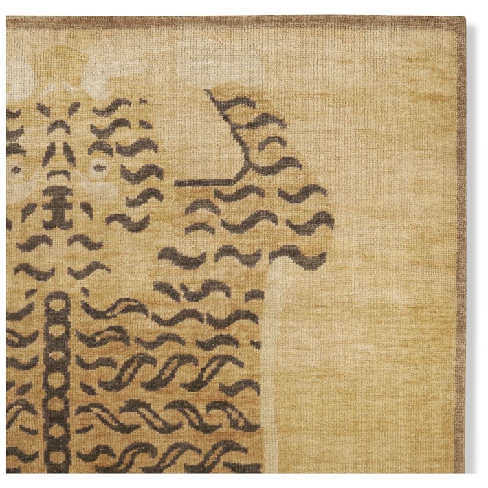 Hand Knotted Tibetan Tiger Rug Swatch, Gold