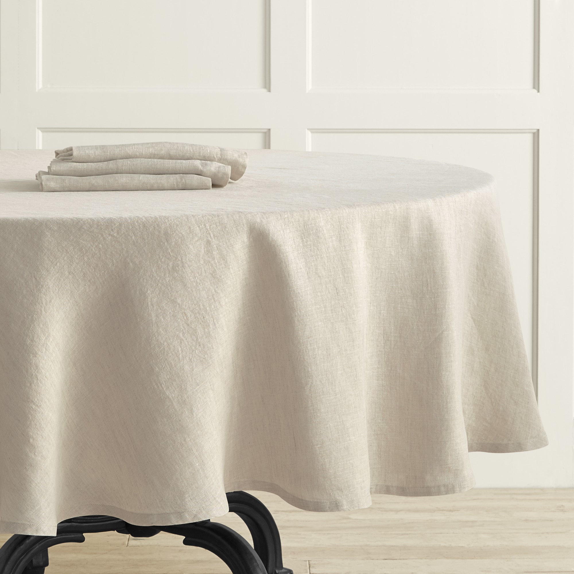 Italian Washed Linen Round Tablecloth