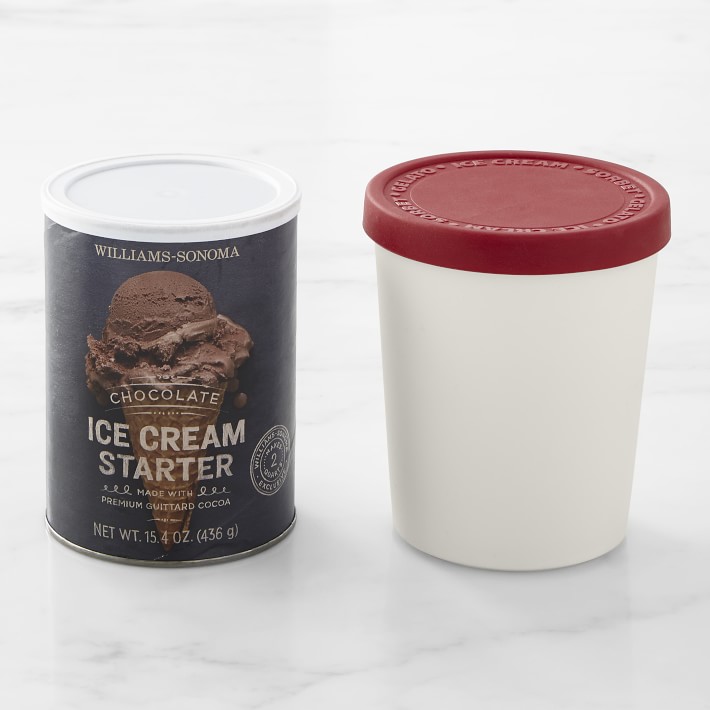 Ice Cream Storage Tub, 1-Qt., Red, & Chocolate Ice Cream Starter