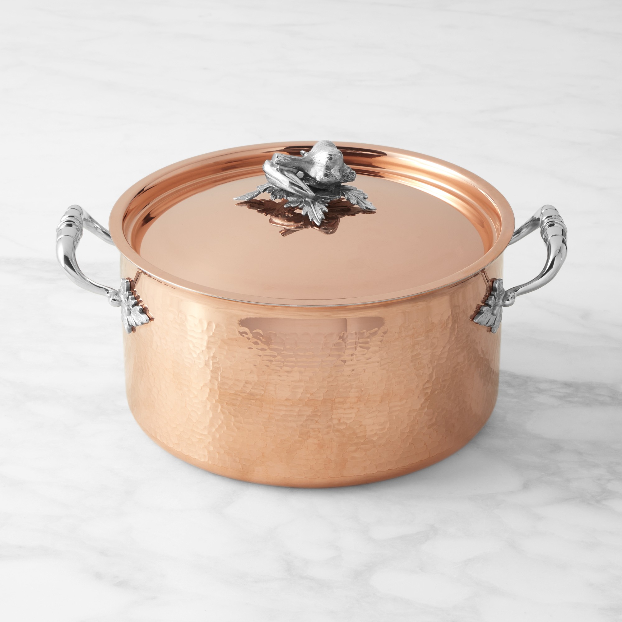 Ruffoni Opus Cupra Hammered Copper Stock Pot with Pepper Knob, 8-Qt.