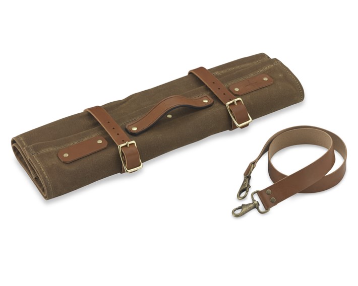 Town Cutler Canvas & Leather Knife Roll, Brown