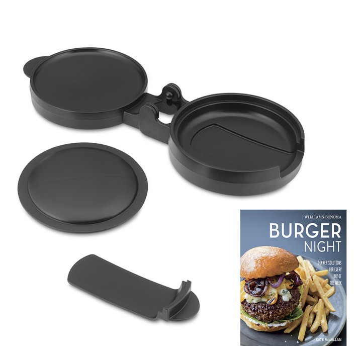 Stuffed Hamburger Press with Lifter with Burger Night Cookbook