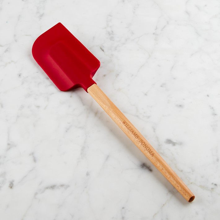Williams Sonoma Large Silicone Spatula with Classic Wood Handle, Red
