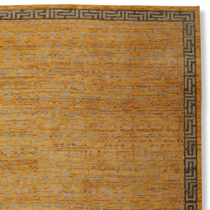 Zhara Maze Hand Knotted Rug Swatch, Yellow