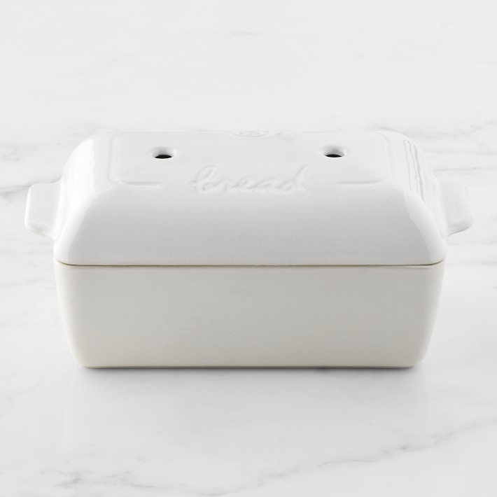 Emile Henry Covered Vented Bread Loaf Pan, White
