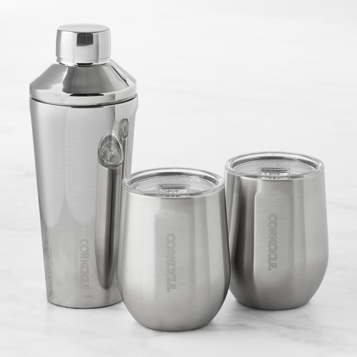 Corkcicle Cocktail Shaker & Insulated Stemless Wine Glass Set
