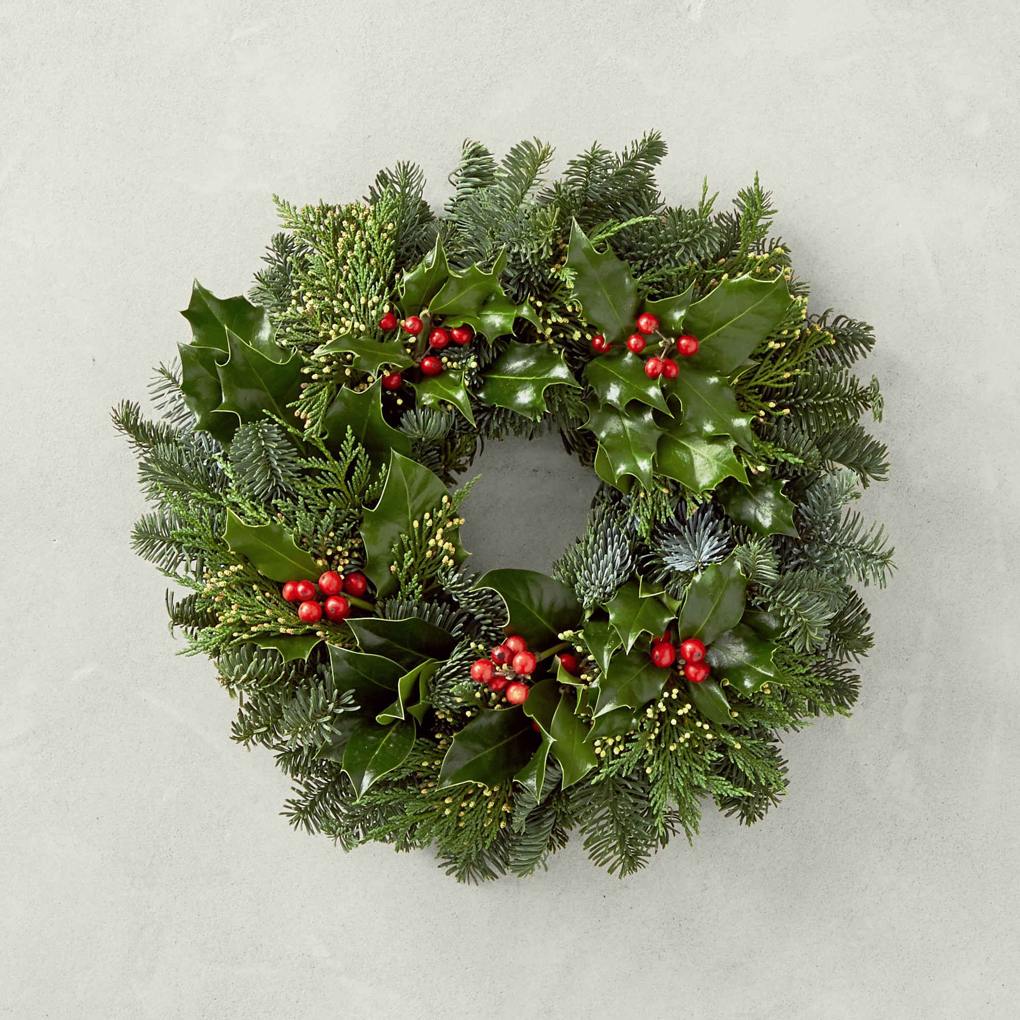 Noble Green Holly Wreath