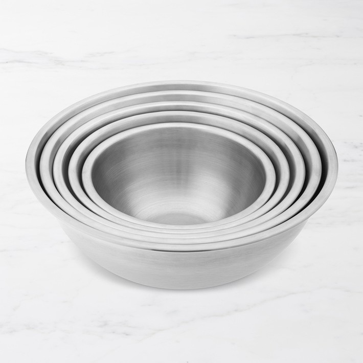 Stainless-Steel Restaurant Mixing Bowls, Set of 5