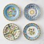 Famille Rose Blue Boxed Appetizer Plates, Set of 4