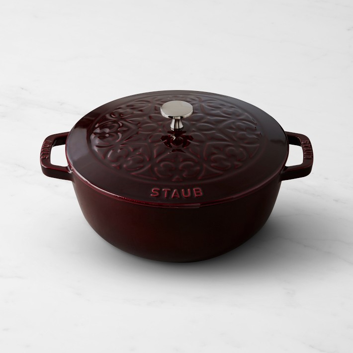 Staub Enameled Cast Iron Essential Lily Embossed French Oven, 3 3/4-Qt., Grenadine