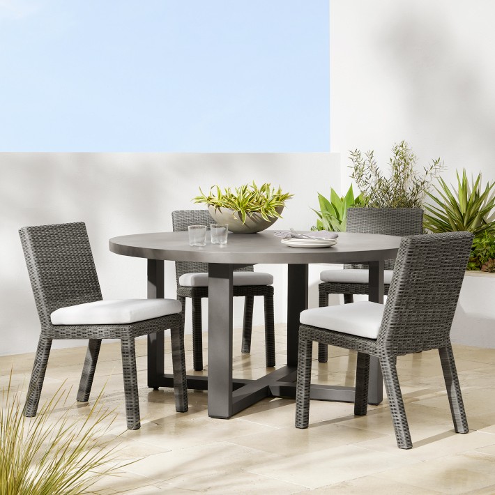 Larnaca Outdoor Slate Grey Metal Fiberstone Round Dining Table