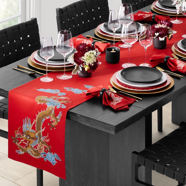 Lunar Dragon Embroidered Table Runner