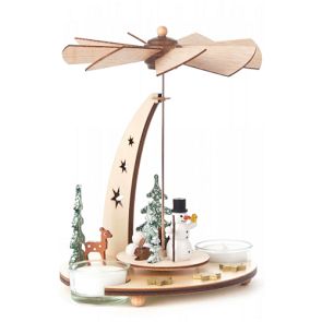 Dregeno Pyramid, Santa Claus And Snowman, Natural Base - Traditional
