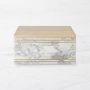 Williams Sonoma Arabescato Marble with Brass Inlay Bread Box