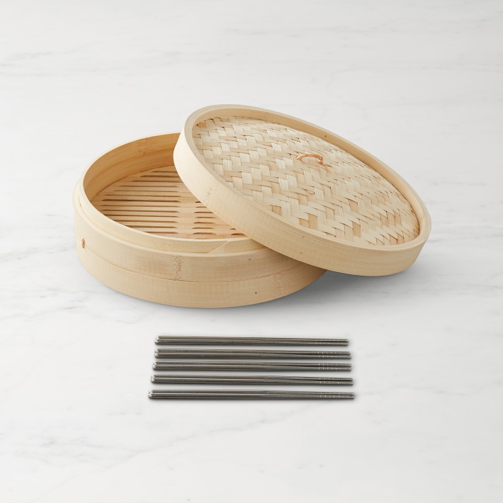 Bamboo Steamer & Chopsticks Set Williams Sonoma CA Williams Sonoma
