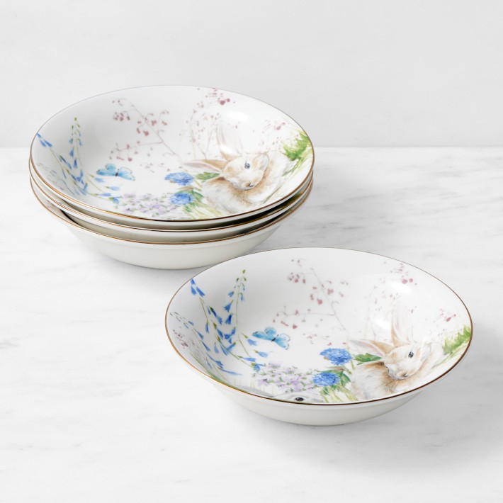 Floral Meadow Bowls, Set of 4, Bunny